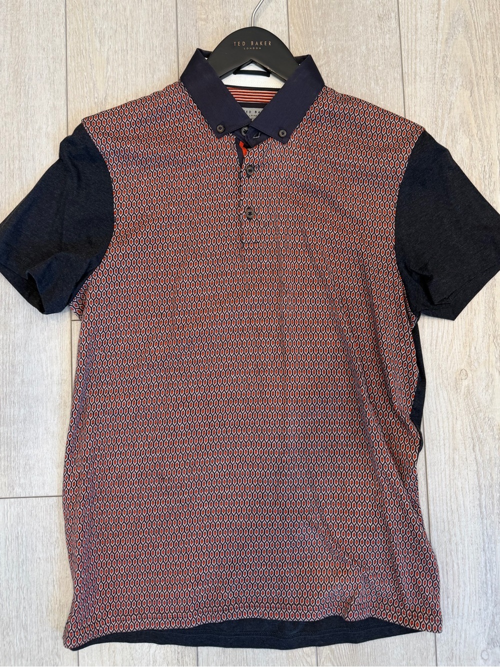 Ted Baker Black & Red Geometric Polo